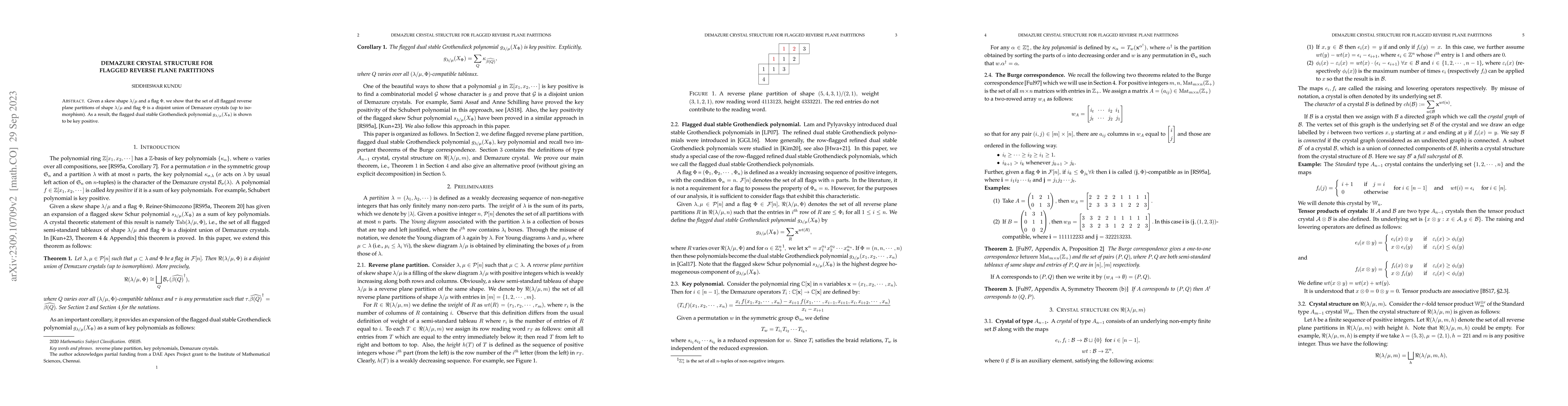 Thumbnail for Demazure crystal structure for flagged reverse plane partitions