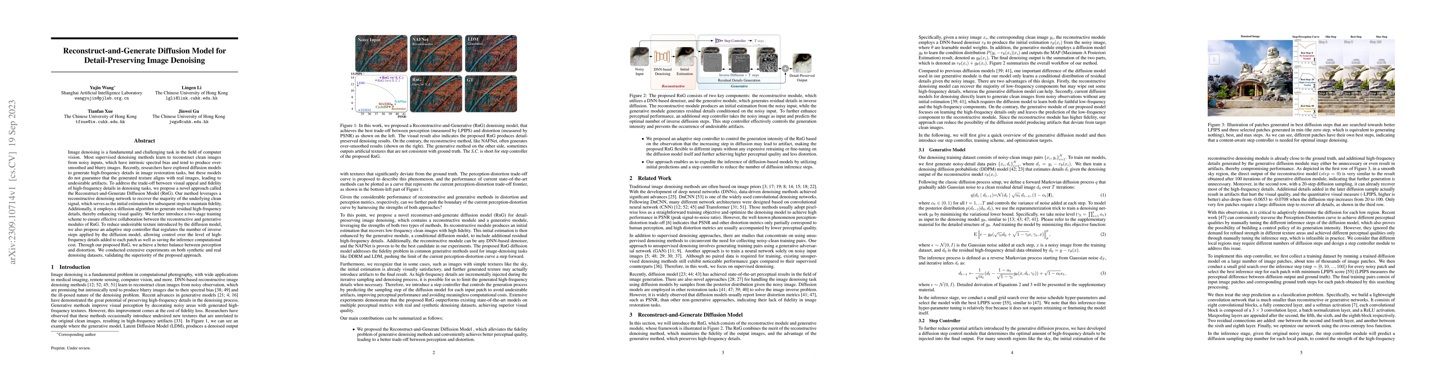 Thumbnail for Reconstruct-and-Generate Diffusion Model for Detail-Preserving Image
  Denoising