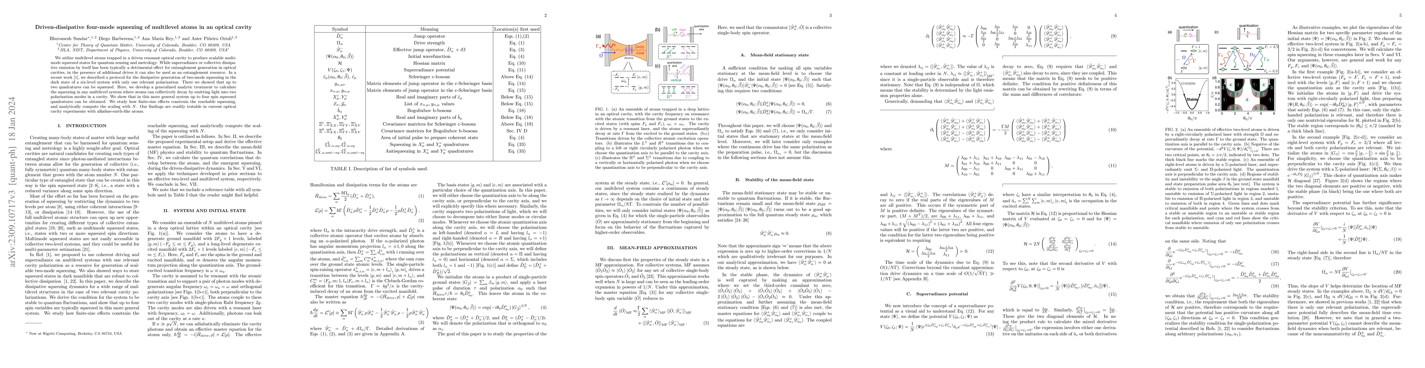 Thumbnail for Driven-dissipative four-mode squeezing of multilevel atoms in an optical
  cavity