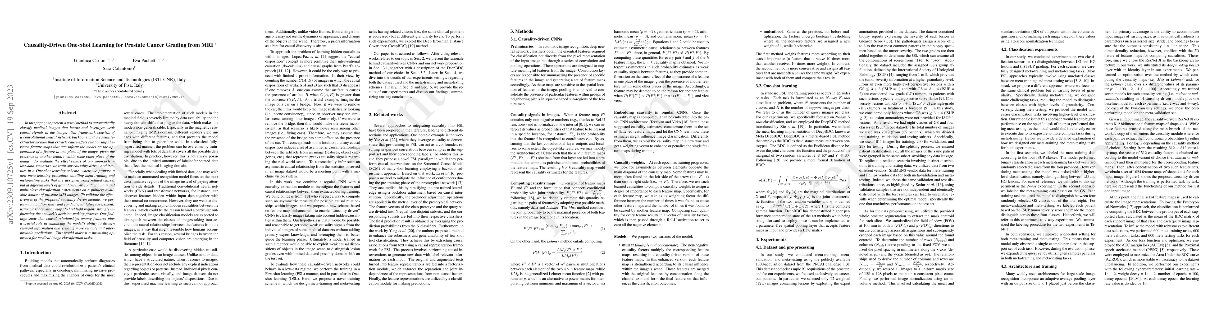Thumbnail for Causality-Driven One-Shot Learning for Prostate Cancer Grading from MRI