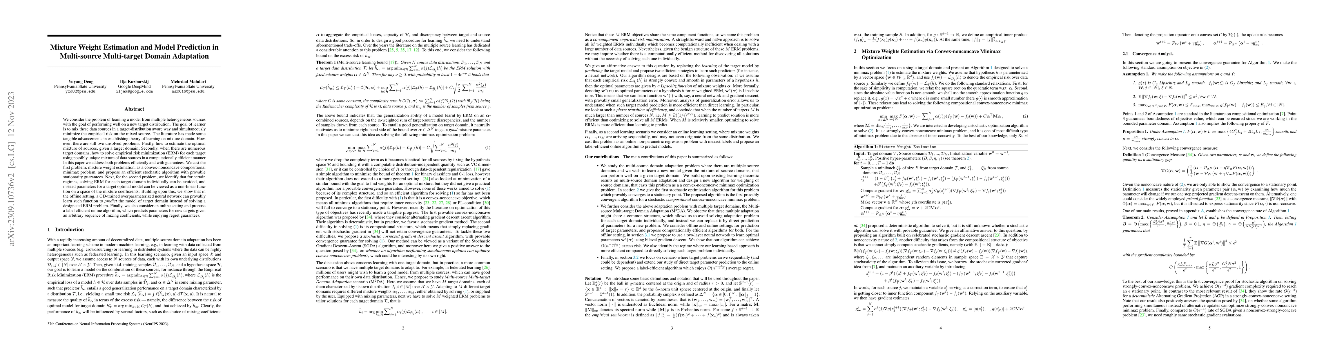 Thumbnail for Mixture Weight Estimation and Model Prediction in Multi-source
  Multi-target Domain Adaptation