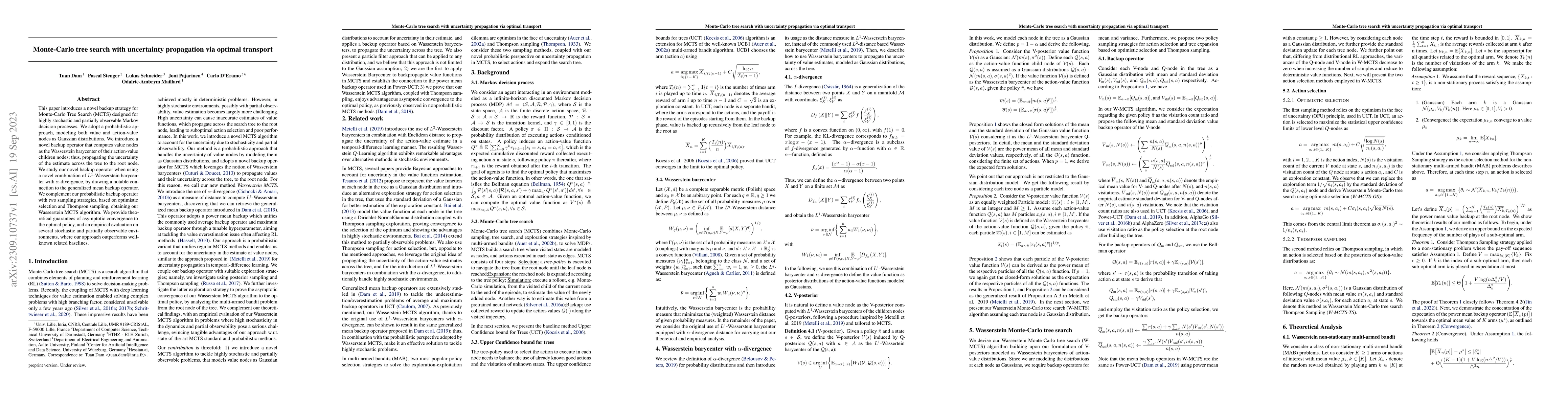 Thumbnail for Monte-Carlo tree search with uncertainty propagation via optimal
  transport