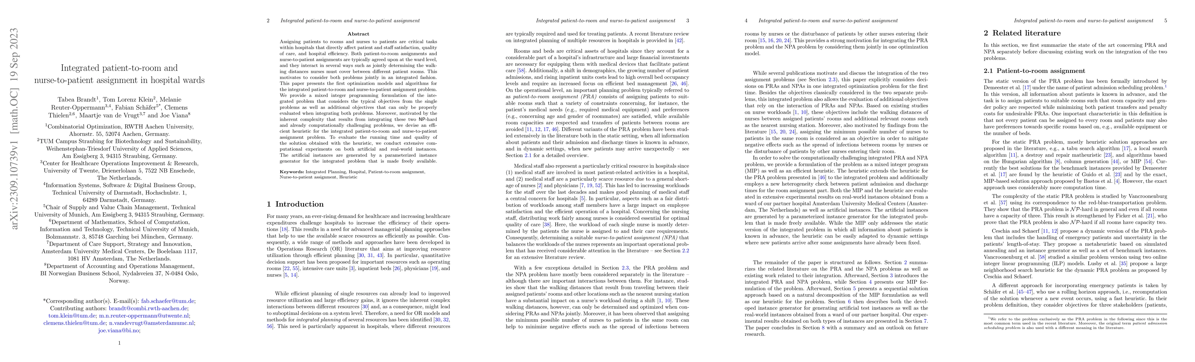 Thumbnail for Integrated patient-to-room and nurse-to-patient assignment in hospital
  wards