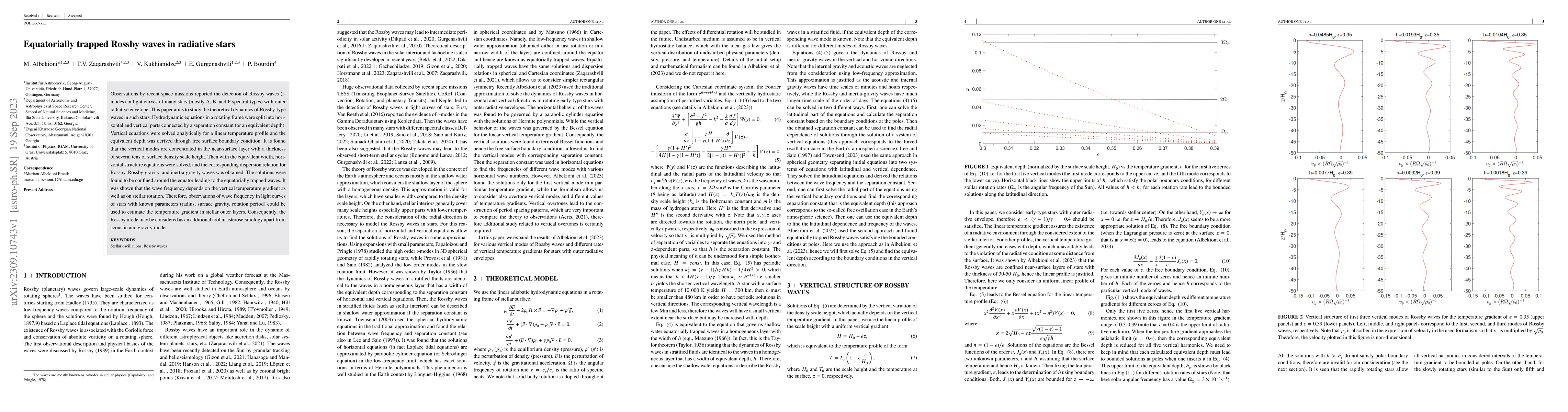 Thumbnail for Equatorially trapped Rossby waves in radiative stars