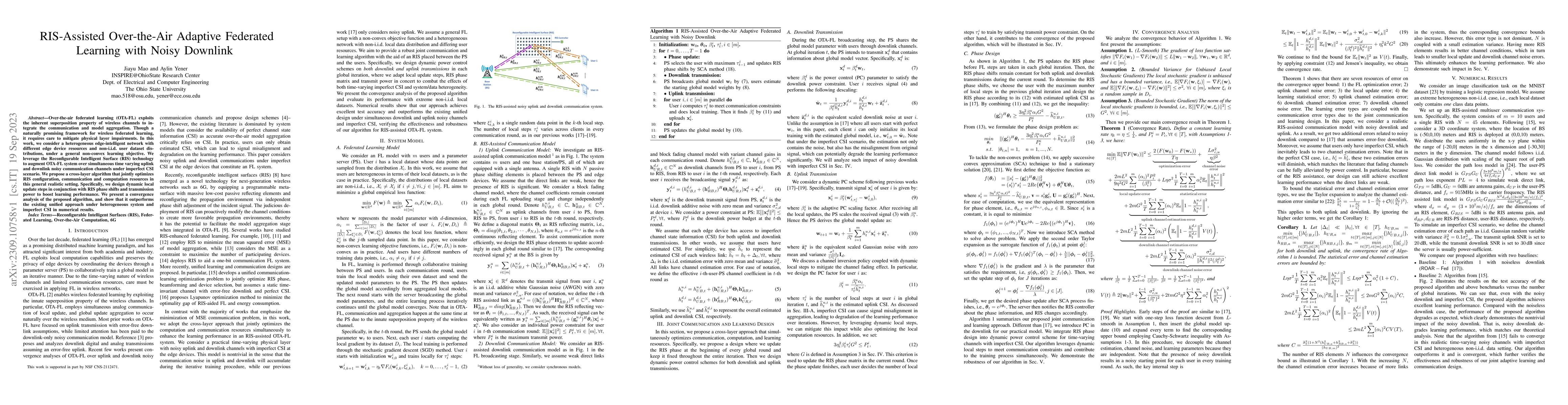 Thumbnail for RIS-Assisted Over-the-Air Adaptive Federated Learning with Noisy
  Downlink