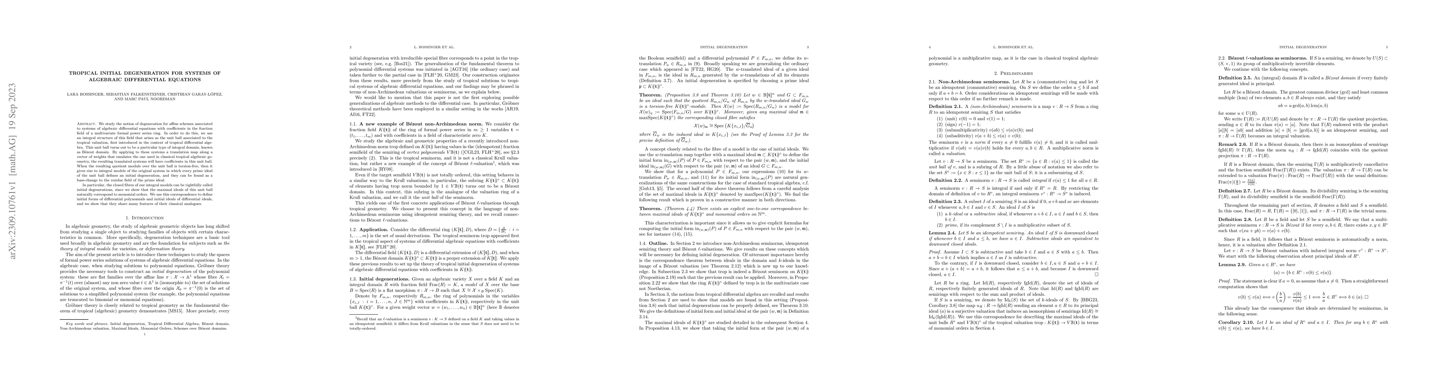 Thumbnail for Tropical initial degeneration for systems of algebraic differential
  equations
