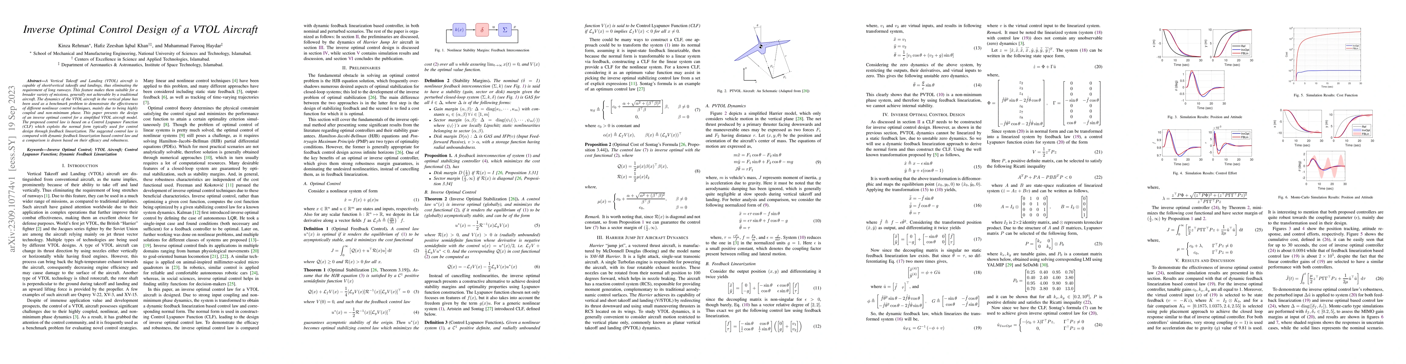 Thumbnail for Inverse Optimal Control Design of a VTOL Aircraft