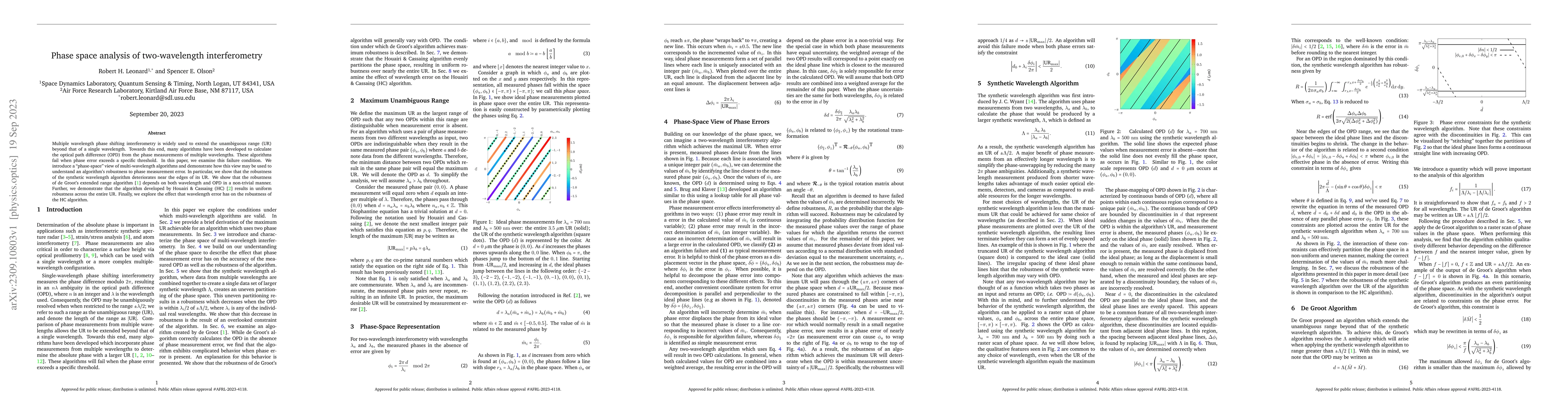 Thumbnail for Phase space analysis of two-wavelength interferometry