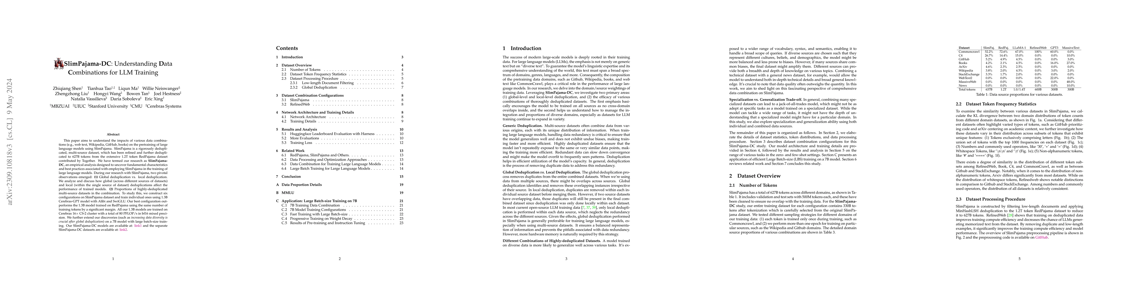 Thumbnail for SlimPajama-DC: Understanding Data Combinations for LLM Training