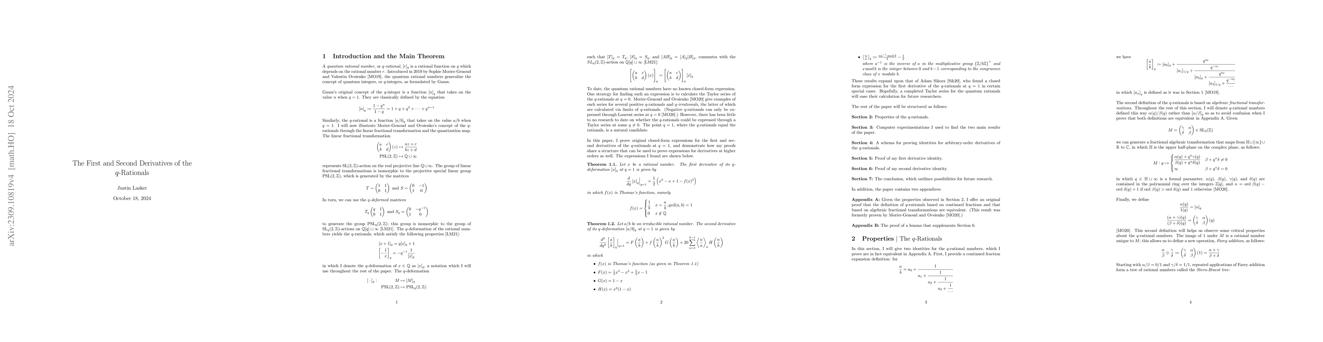 Thumbnail for First and Second Derivatives of the $q$-Rationals