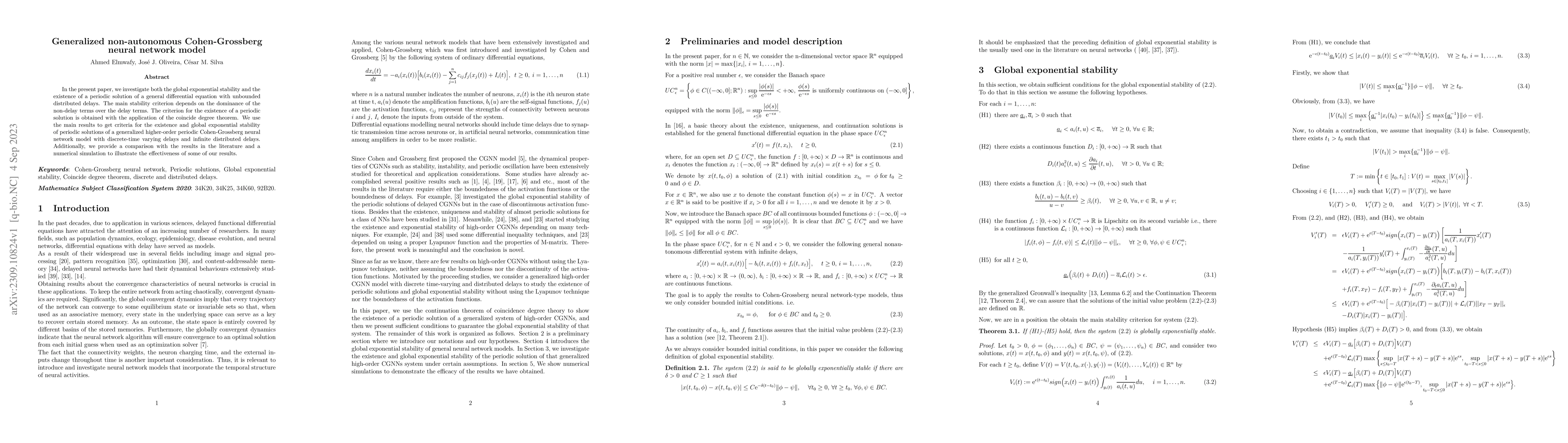 Thumbnail for Generalized non-autonomous Cohen-Grossberg neural network model