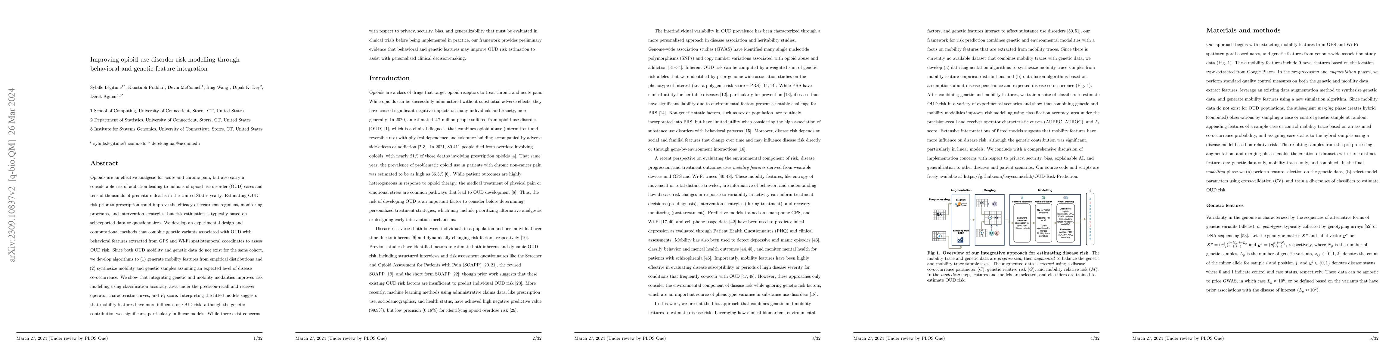 Thumbnail for Improving Opioid Use Disorder Risk Modelling through Behavioral and
  Genetic Feature Integration