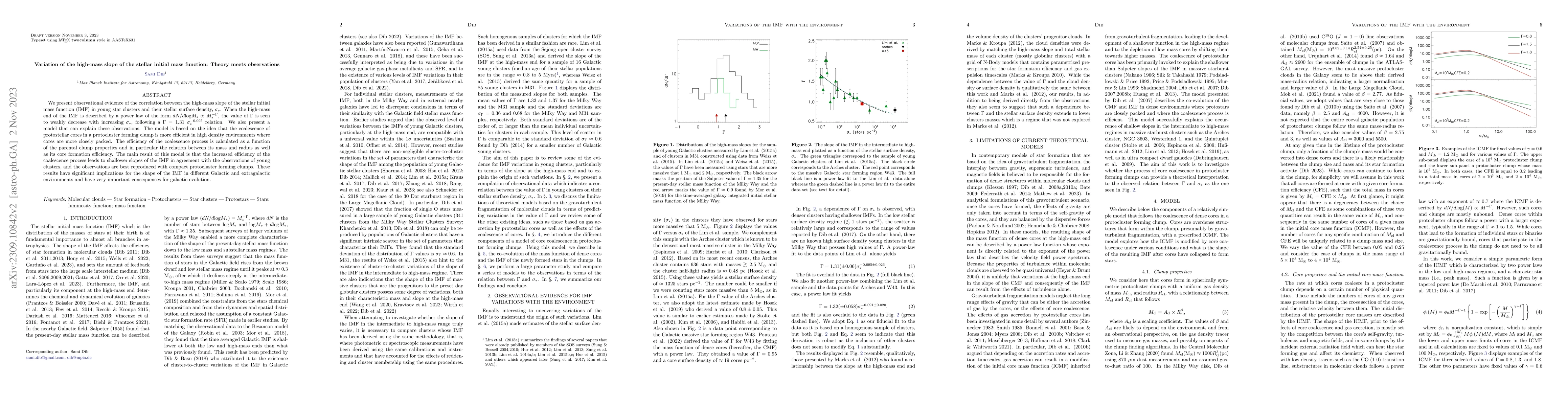 Thumbnail for Variation of the high-mass slope of the stellar initial mass function:
  Theory meets observations