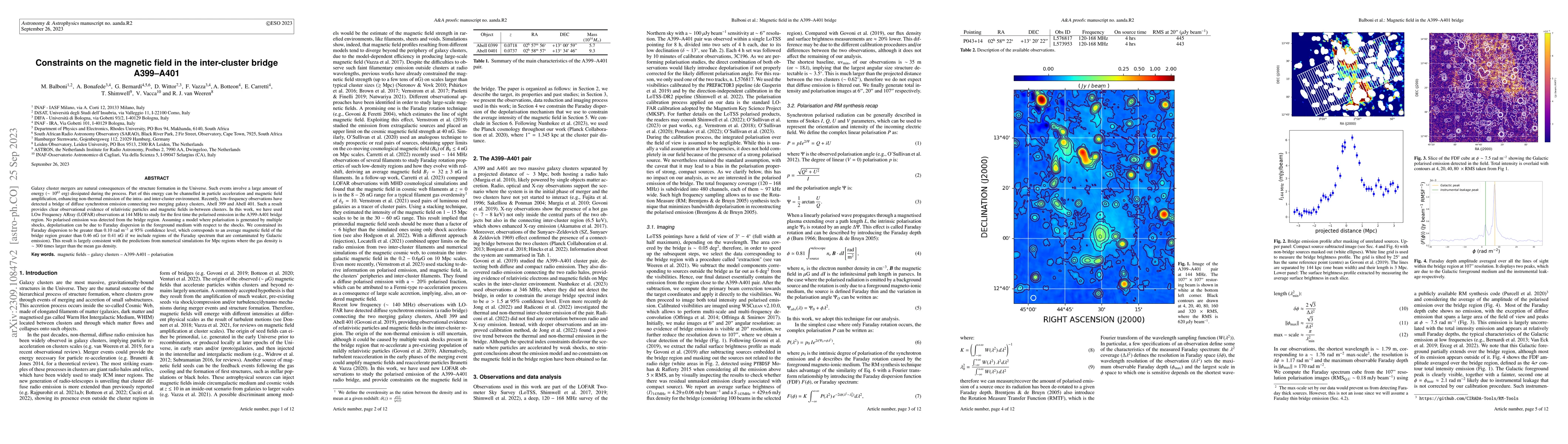 Thumbnail for Constraints on the magnetic field in the inter-cluster bridge A399-A401