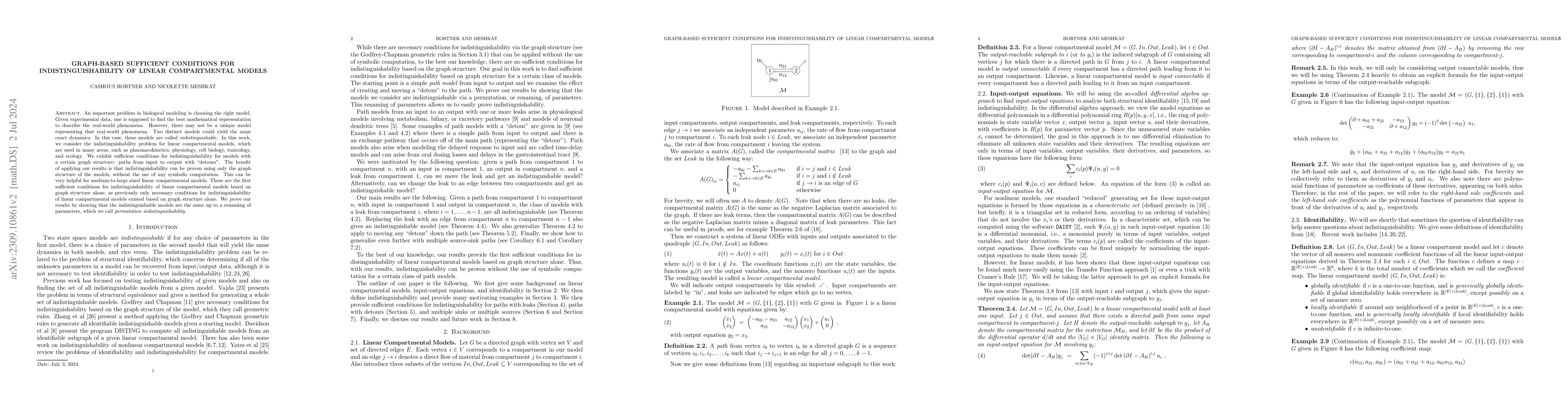 Thumbnail for Graph-based sufficient conditions for indistinguishability of linear
  compartmental models