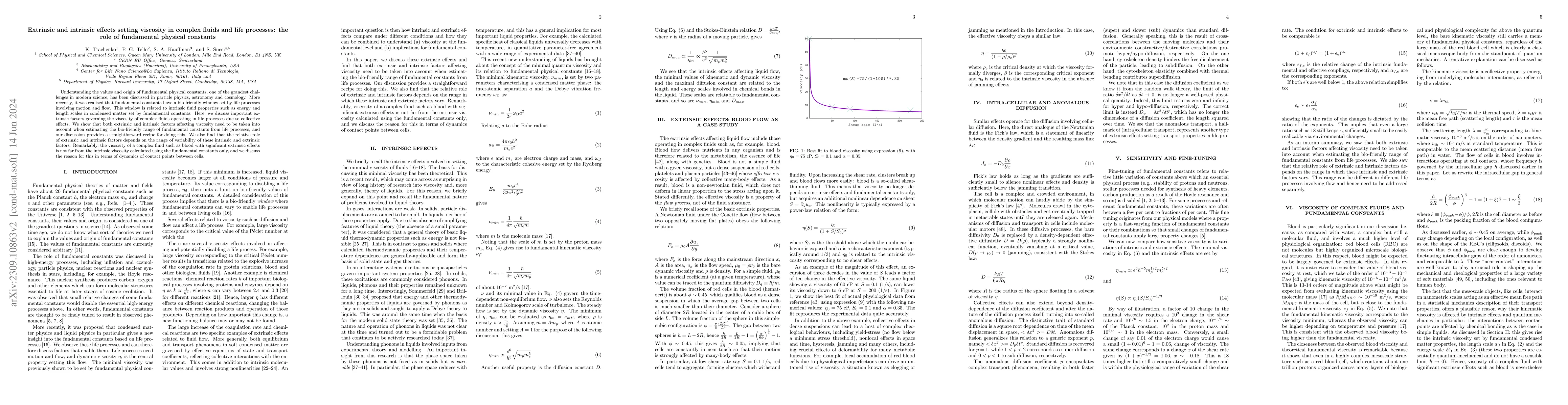 Thumbnail for Extrinsic and intrinsic effects setting viscosity in complex fluids and
  life processes: the role of fundamental physical constants