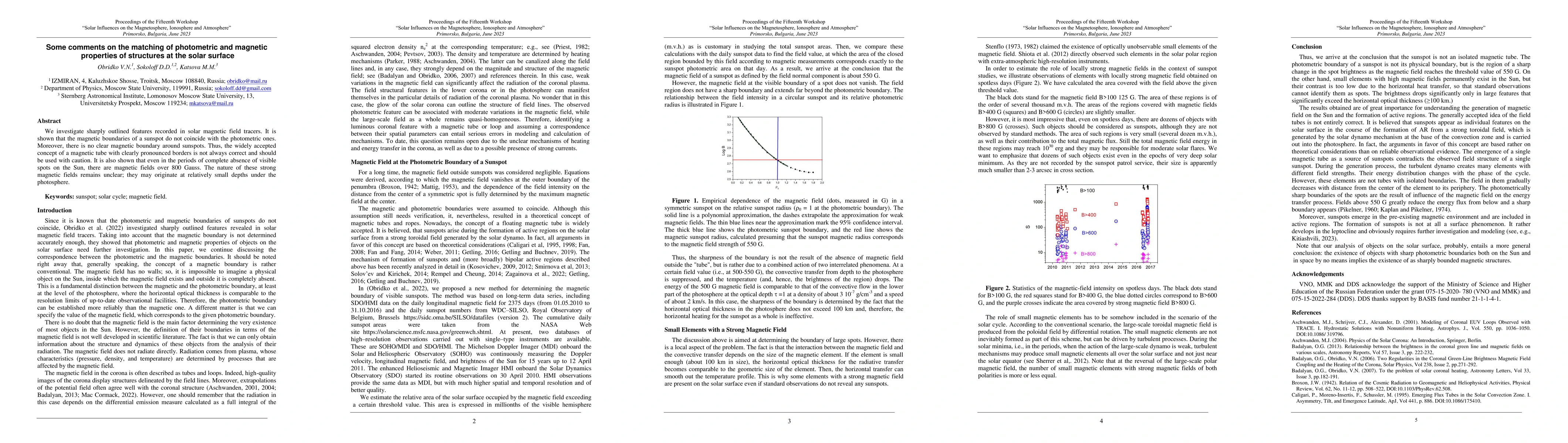 Thumbnail for Some comments on the matching of photometric and magnetic properties of
  structures at the solar surface