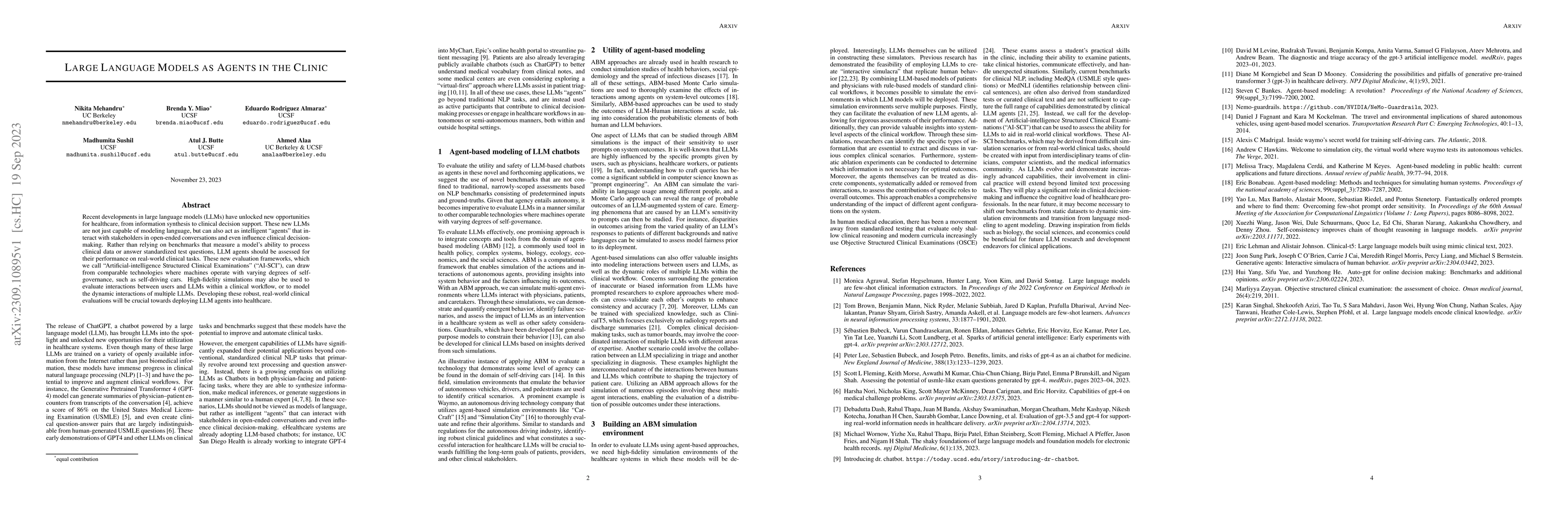 Thumbnail for Large Language Models as Agents in the Clinic