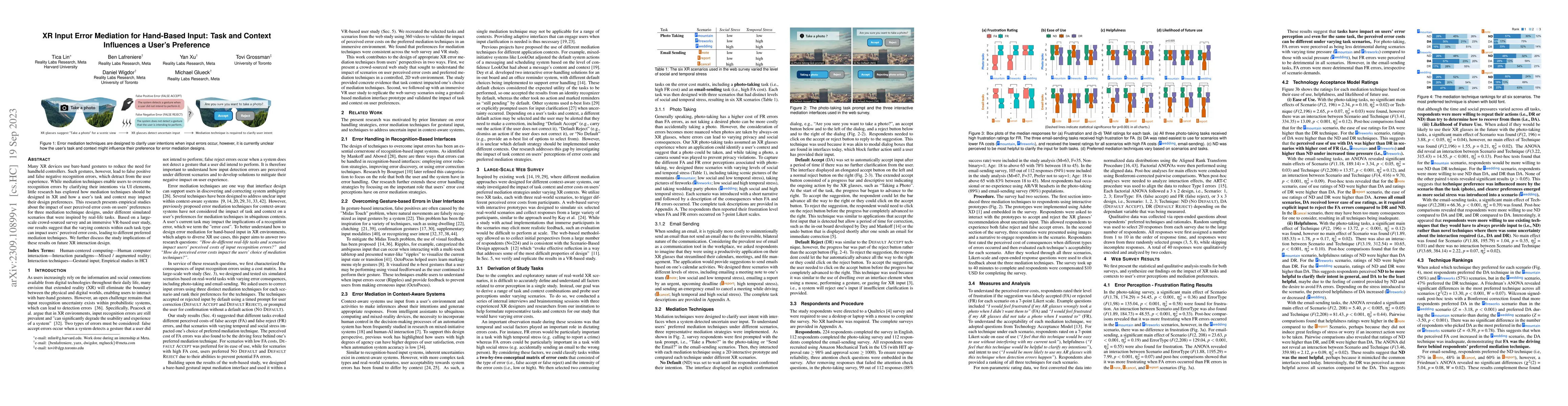 Thumbnail for XR Input Error Mediation for Hand-Based Input: Task and Context
  Influences a User's Preference