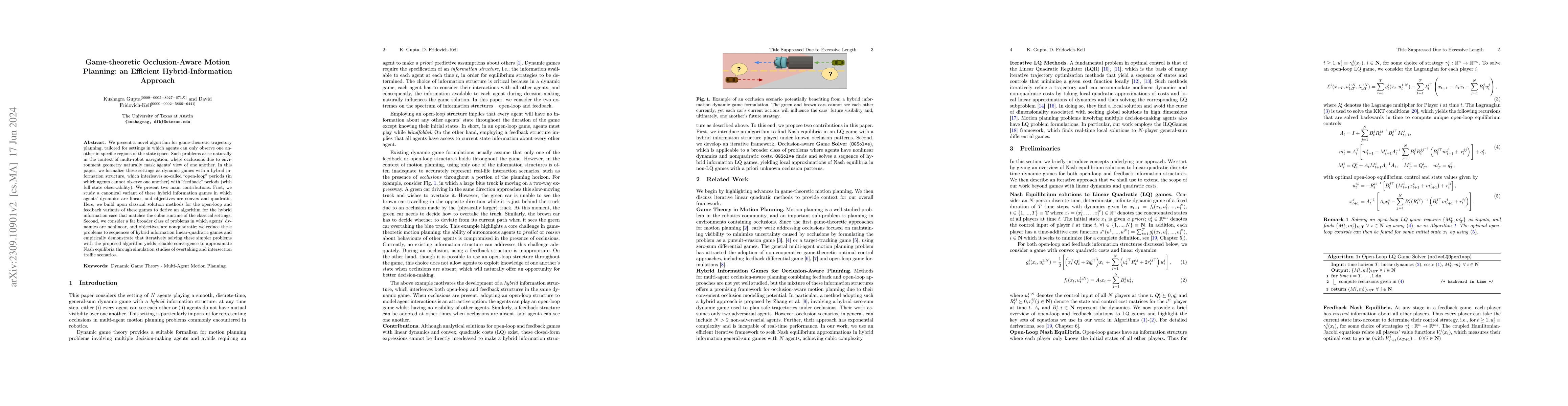 Thumbnail for Game-theoretic Occlusion-Aware Motion Planning: an Efficient
  Hybrid-Information Approach