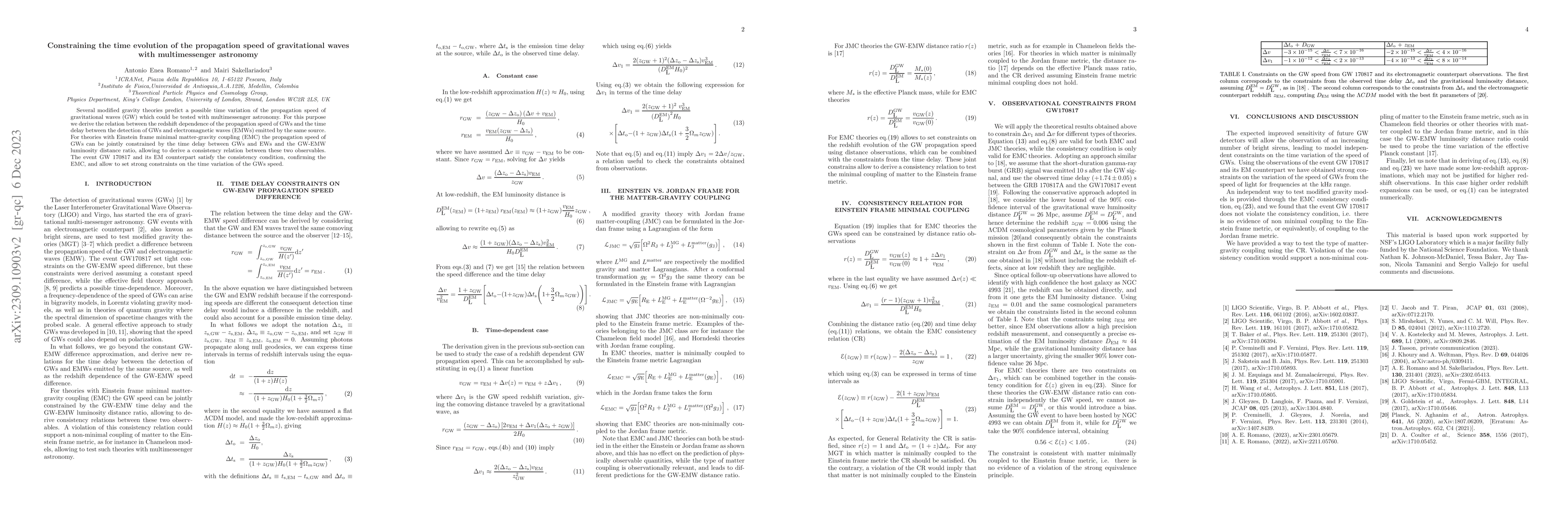Thumbnail for Constraining the time evolution of the propagation speed of
  gravitational waves with multimessenger astronomy