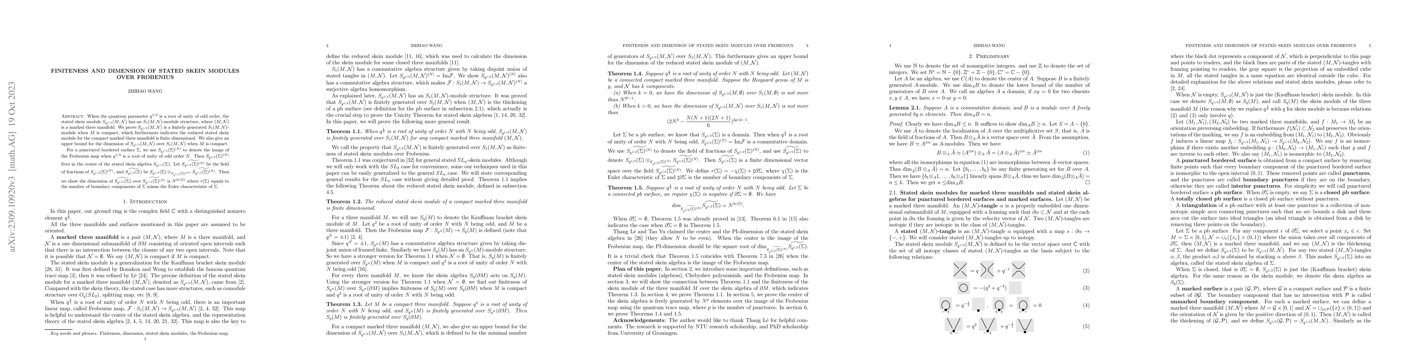 Thumbnail for Finiteness and dimension of stated skein modules over Frobenius