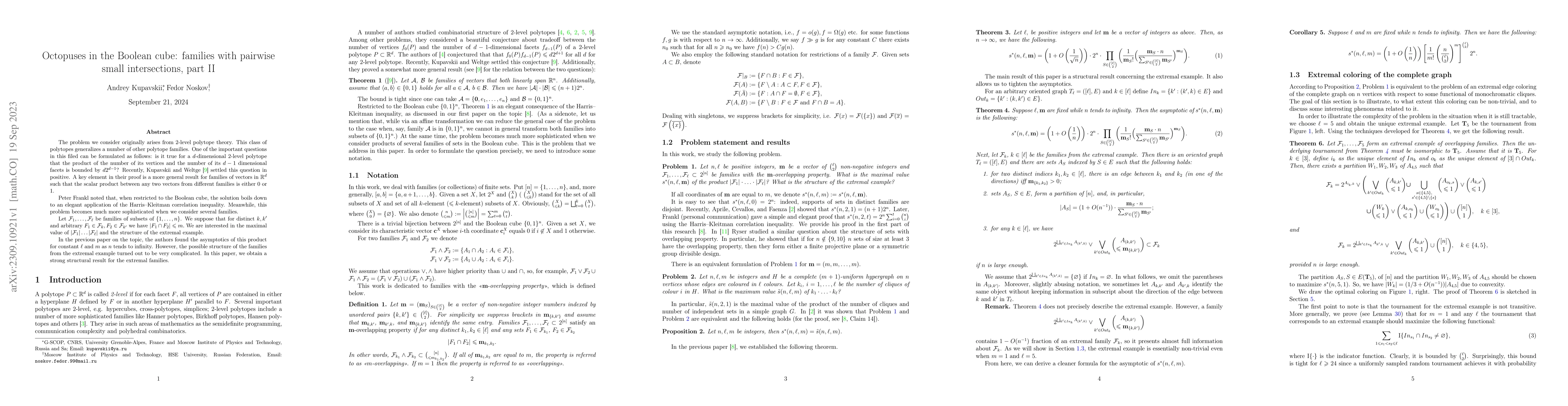 Thumbnail for Octopuses in the Boolean cube: families with pairwise small
  intersections, part II