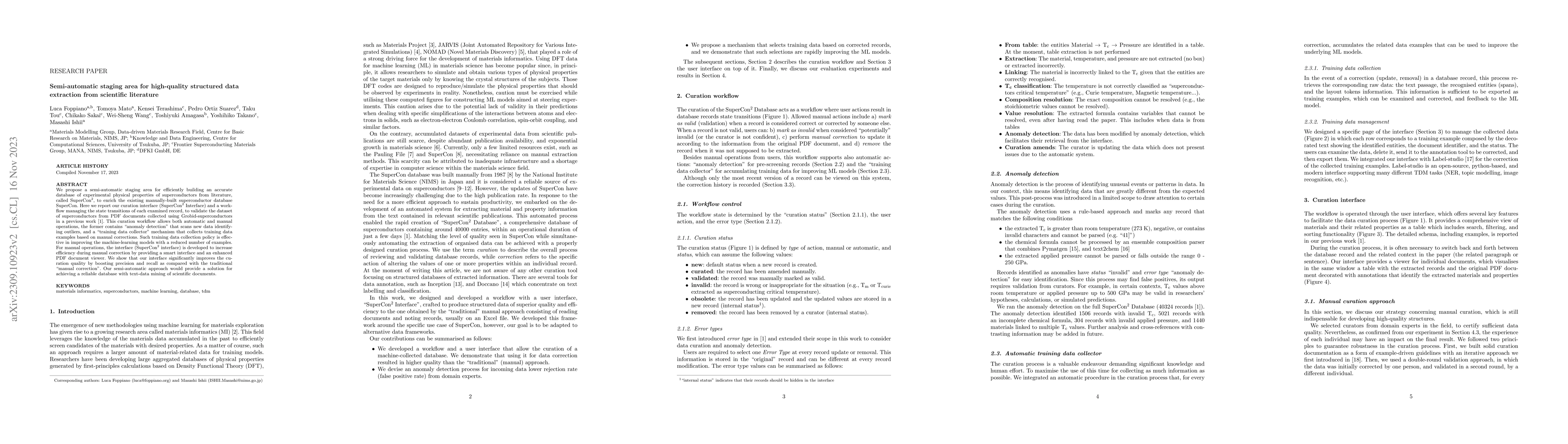 Thumbnail for Semi-automatic staging area for high-quality structured data extraction
  from scientific literature