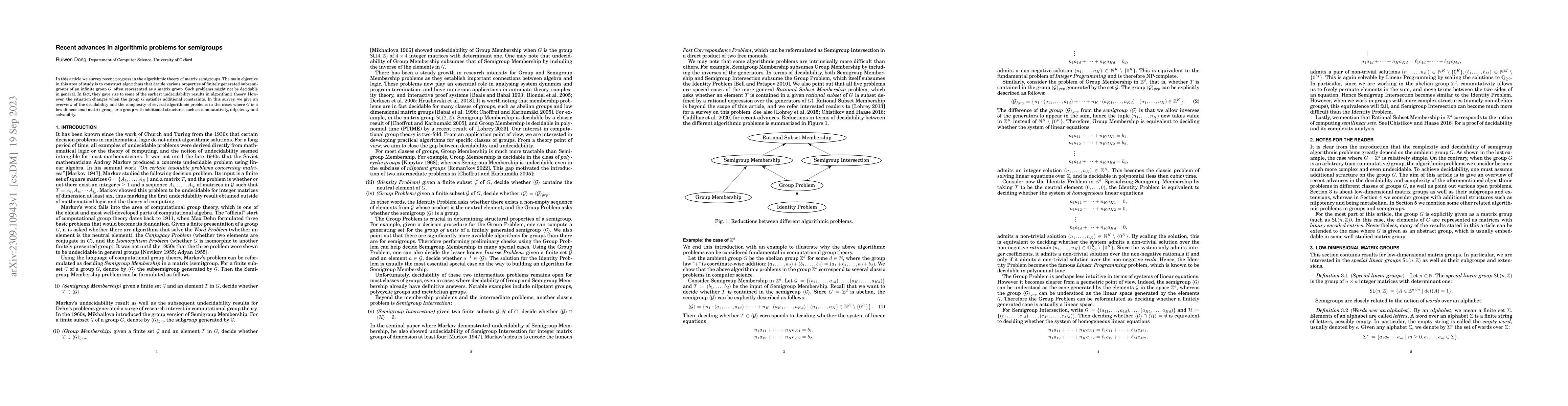 Thumbnail for Recent advances in algorithmic problems for semigroups
