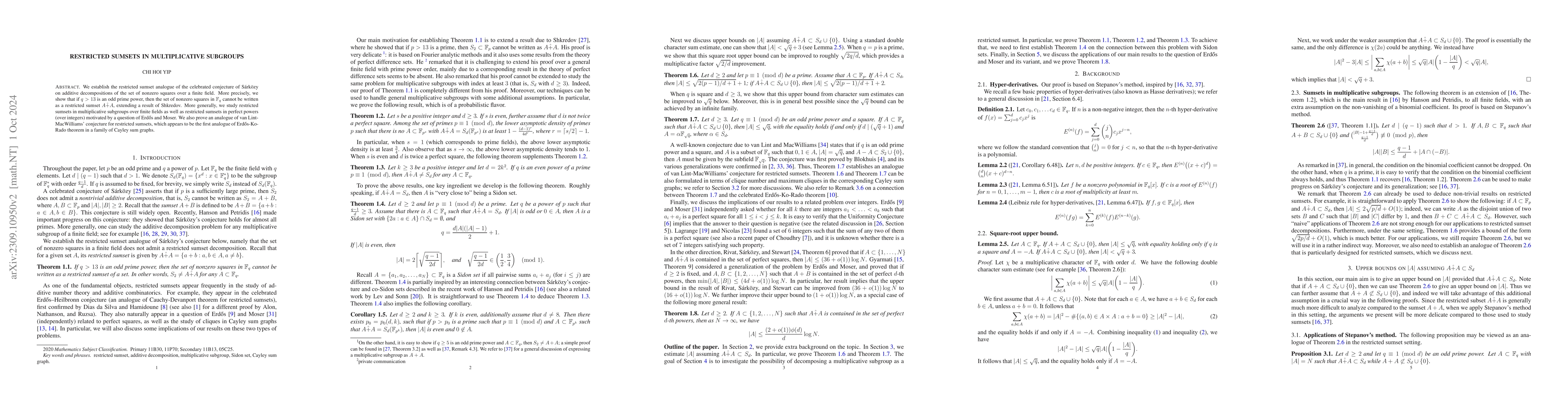 Thumbnail for Restricted sumsets in multiplicative subgroups