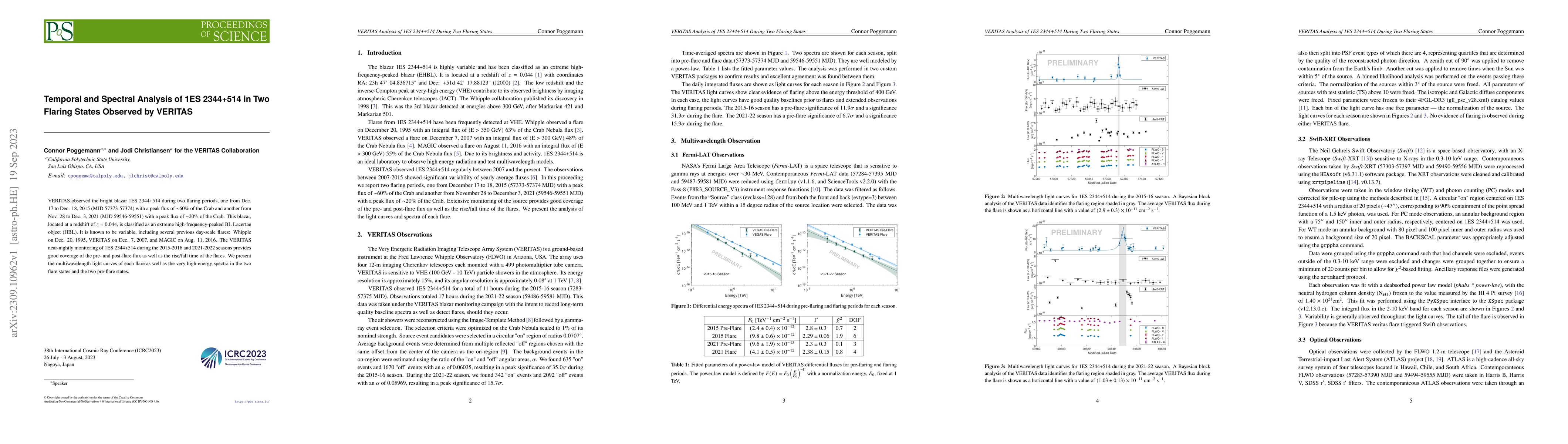 Thumbnail for Temporal and Spectral Analysis of 1ES 2344+514 in Two Flaring States
  Observed by VERITAS