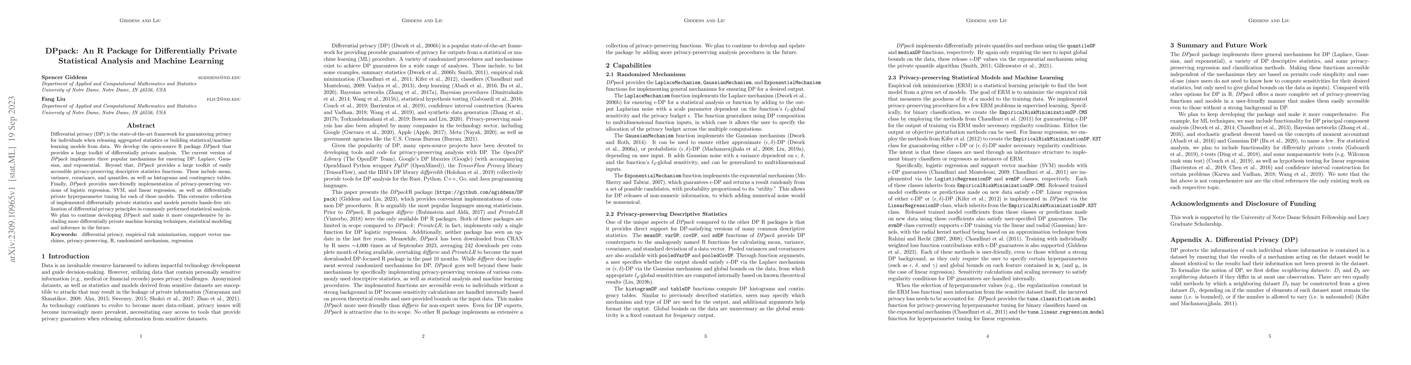 Thumbnail for DPpack: An R Package for Differentially Private Statistical Analysis and
  Machine Learning