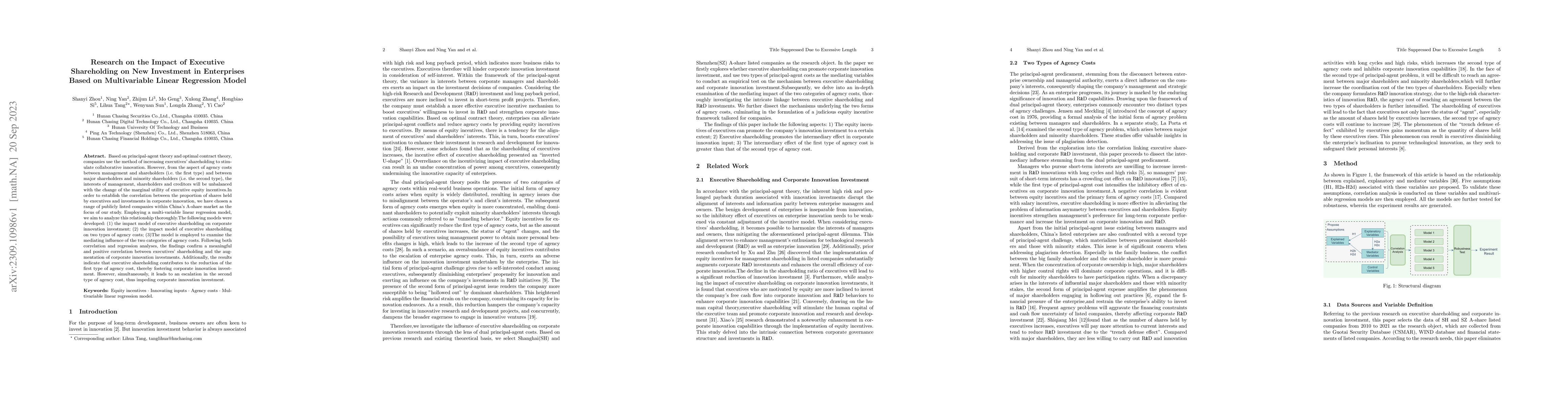 Thumbnail for Research on the Impact of Executive Shareholding on New Investment in
  Enterprises Based on Multivariable Linear Regression Model