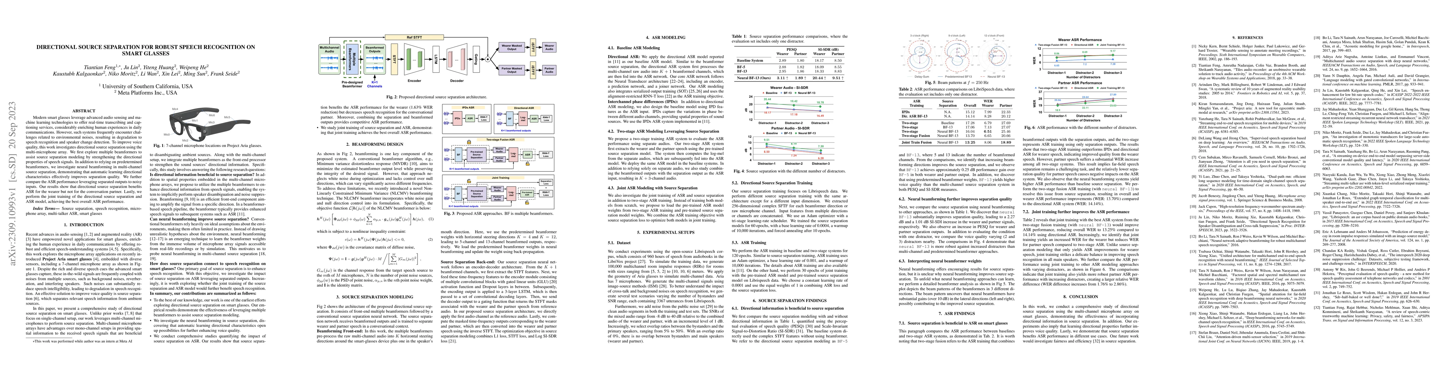 Thumbnail for Directional Source Separation for Robust Speech Recognition on Smart
  Glasses