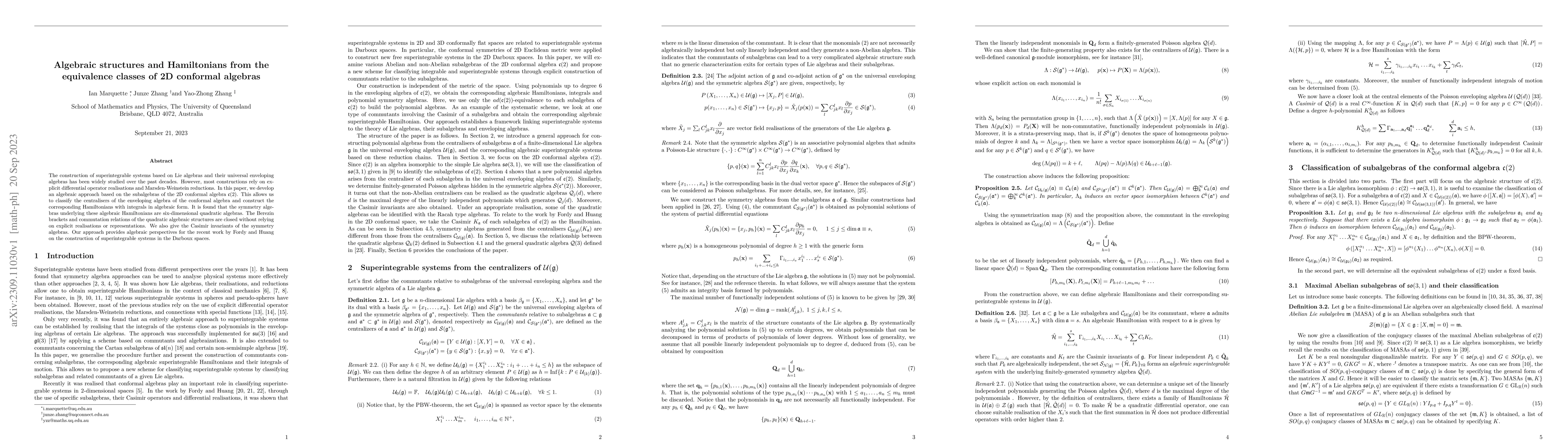 Thumbnail for Algebraic structures and Hamiltonians from the equivalence classes of 2D
  conformal algebras