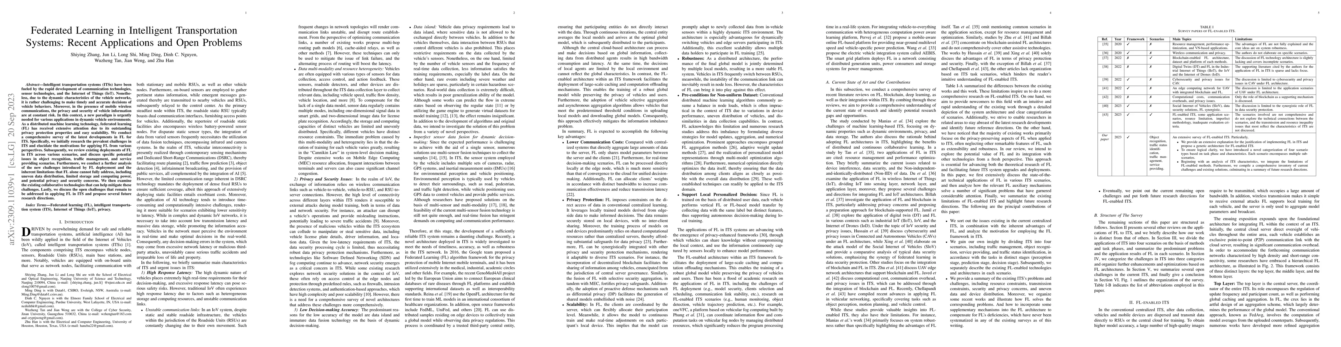 Thumbnail for Federated Learning in Intelligent Transportation Systems: Recent
  Applications and Open Problems