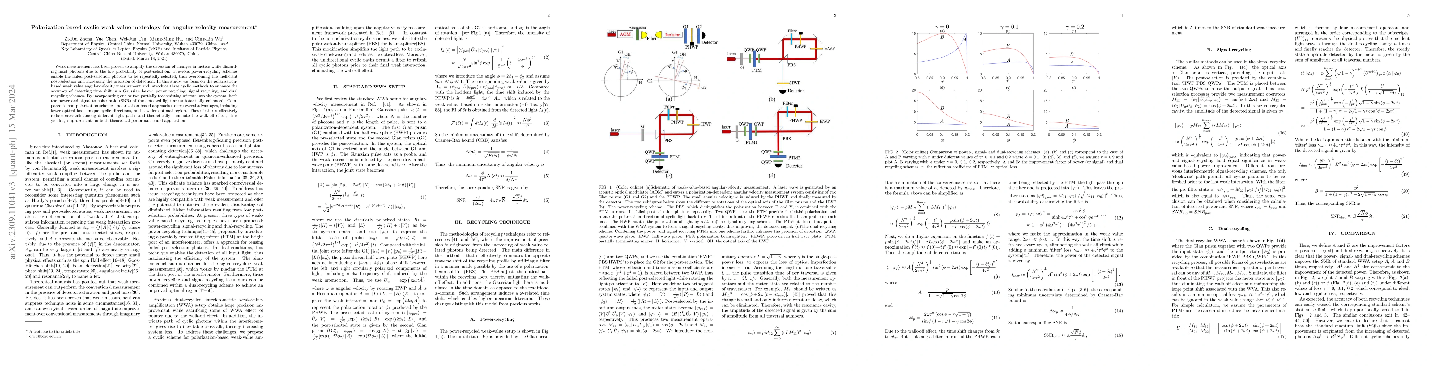Thumbnail for Polarization-based cyclic weak value metrology for angular velocity
  measurement