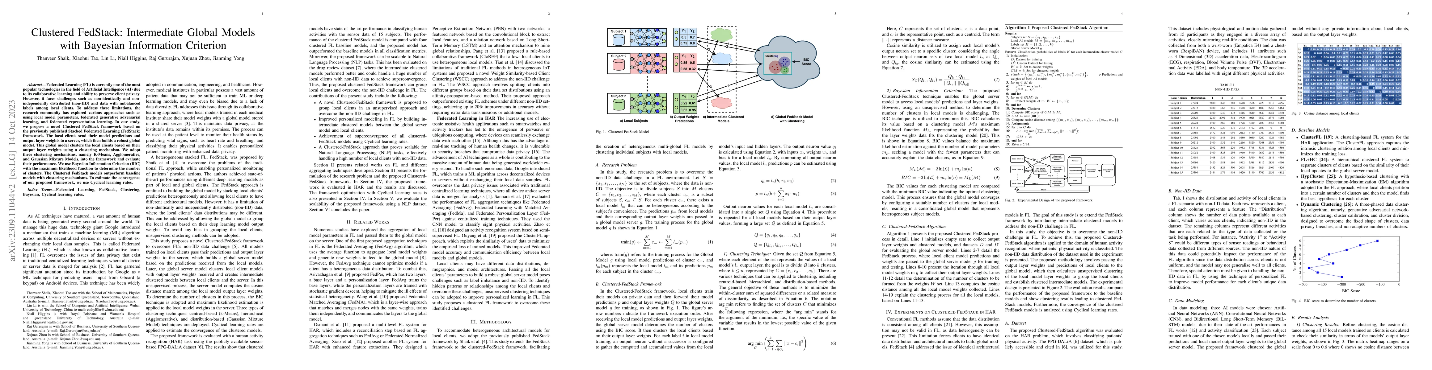 Thumbnail for Clustered FedStack: Intermediate Global Models with Bayesian Information
  Criterion