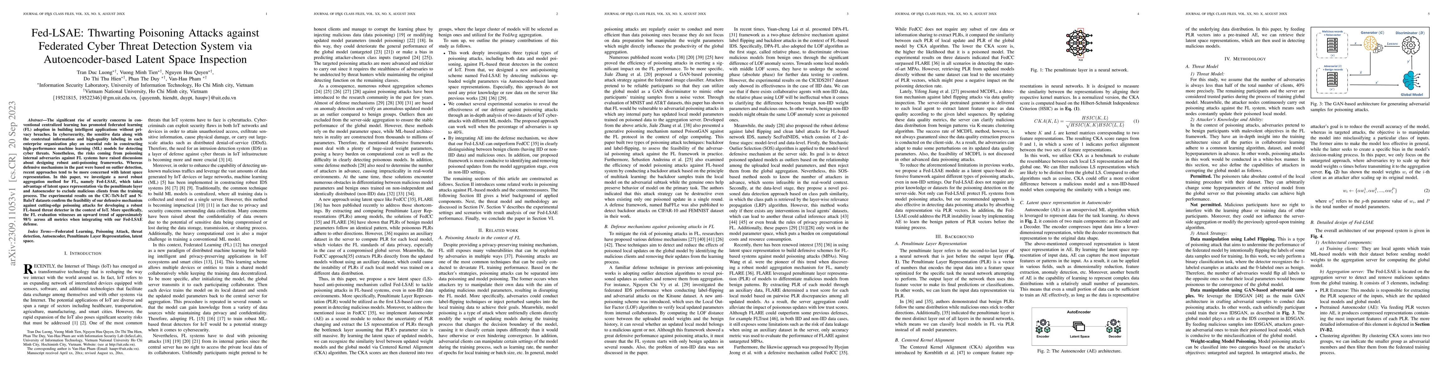 Thumbnail for Fed-LSAE: Thwarting Poisoning Attacks against Federated Cyber Threat
  Detection System via Autoencoder-based Latent Space Inspection