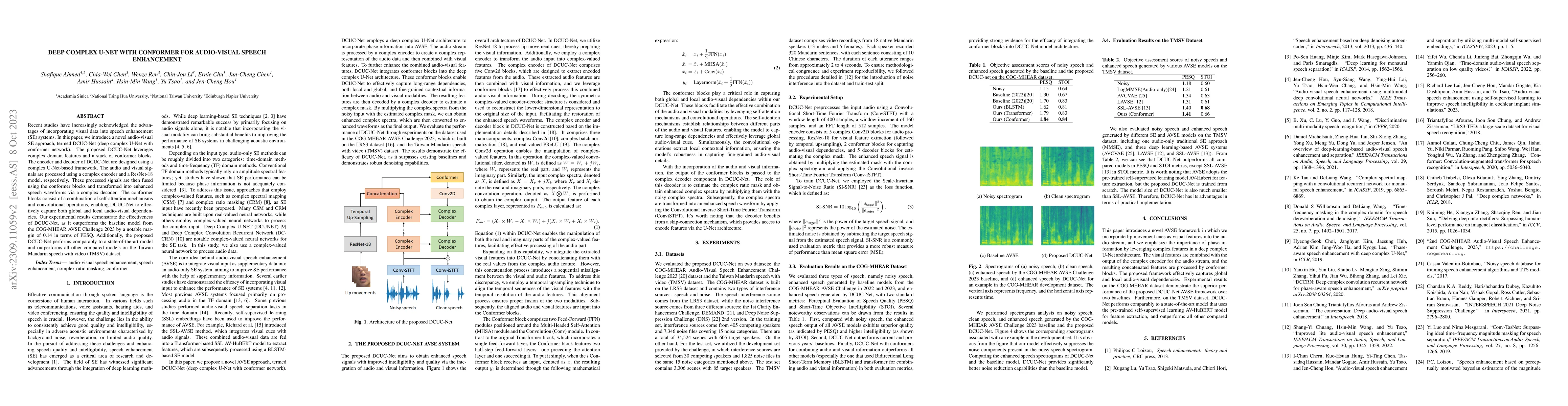 Thumbnail for Deep Complex U-Net with Conformer for Audio-Visual Speech Enhancement