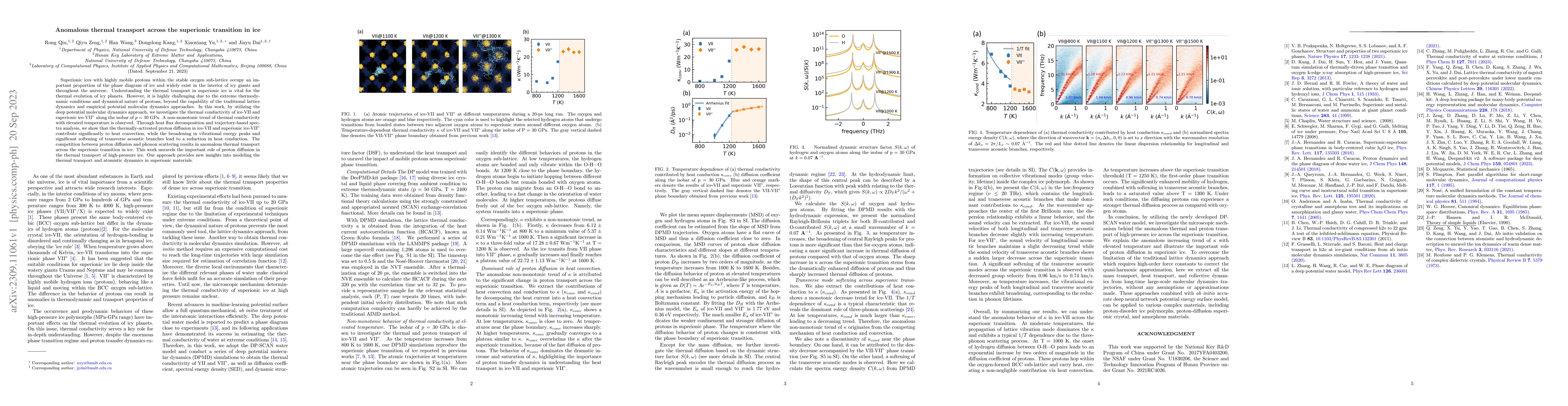 Thumbnail for Anomalous thermal transport across the superionic transition in ice