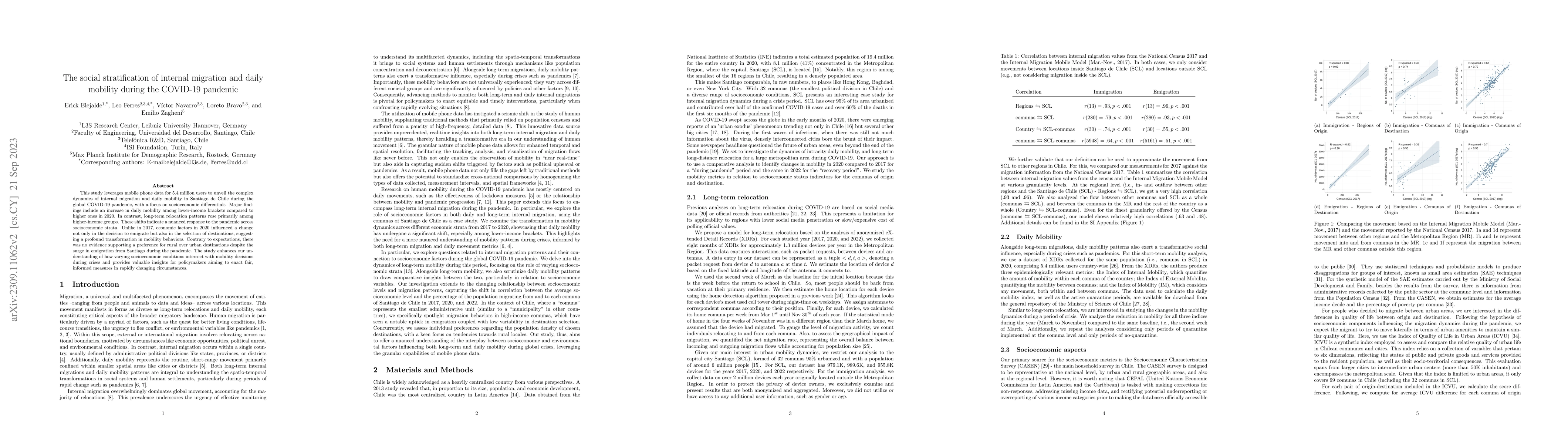 Thumbnail for The social stratification of internal migration and daily mobility
  during the COVID-19 pandemic