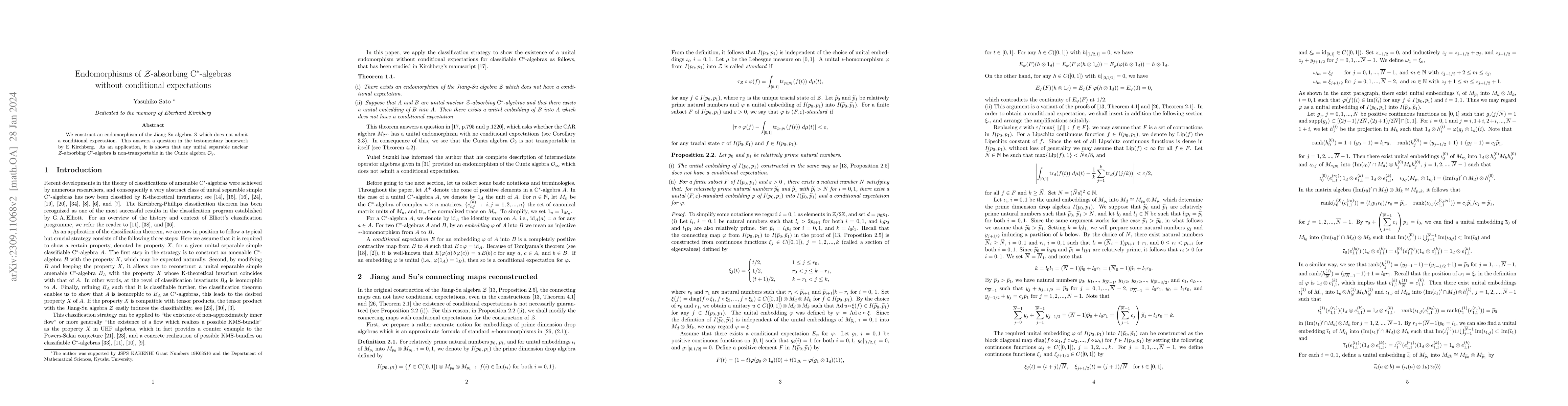 Thumbnail for Endomorphisms of Z-absorbing C*-algebras without conditional
  expectations