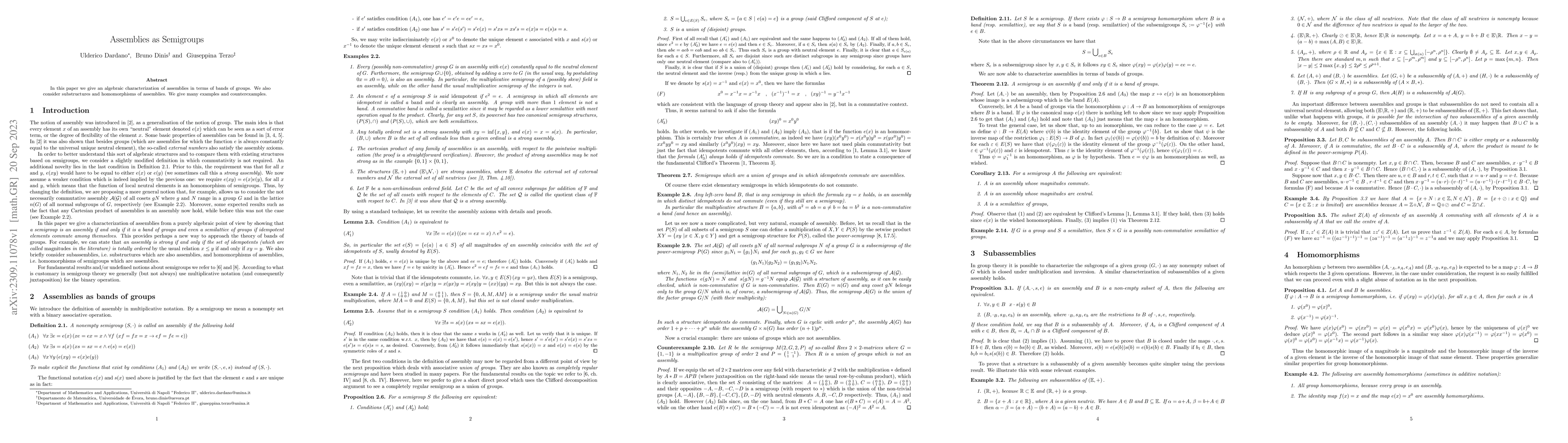 Thumbnail for Assemblies as Semigroups