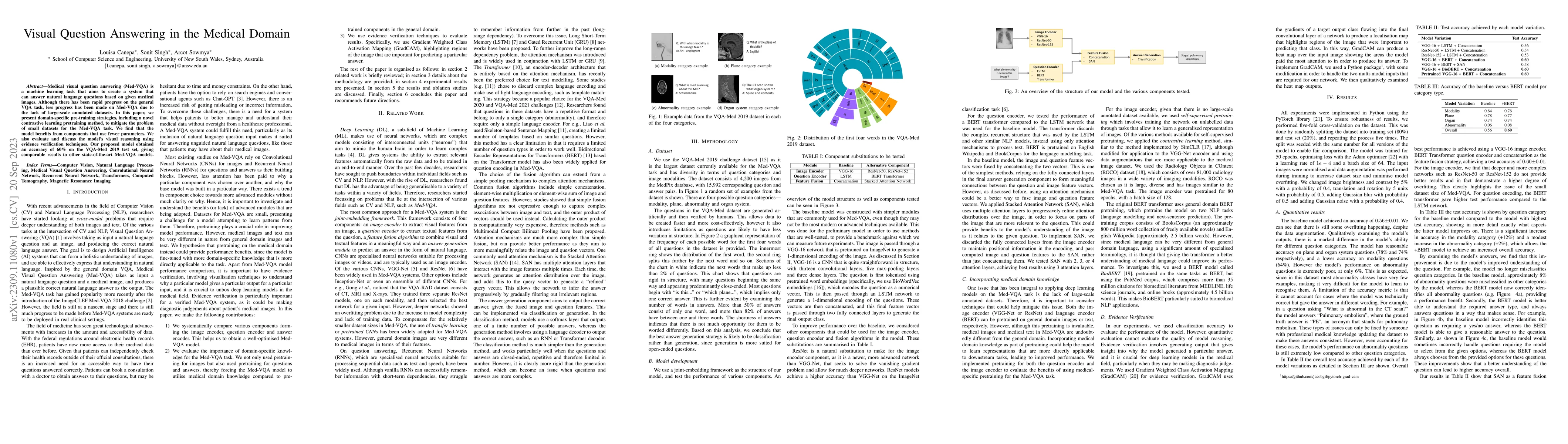 Thumbnail for Visual Question Answering in the Medical Domain