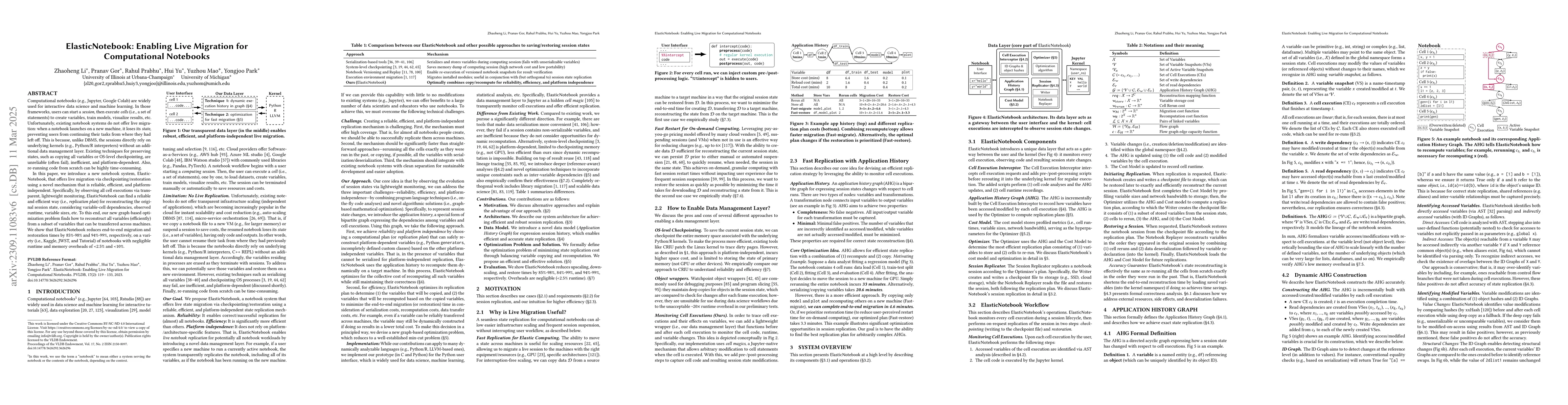 Thumbnail for ElasticNotebook: Enabling Live Migration for Computational Notebooks
  (Technical Report)
