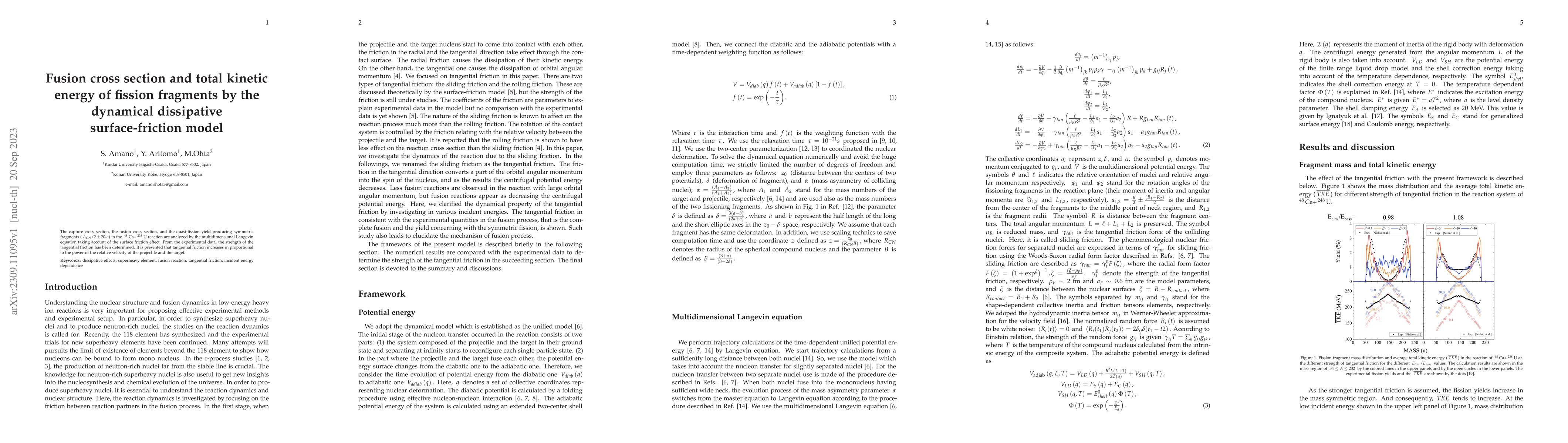 Thumbnail for Fusion cross section and total kinetic energy of fission fragments by
  the dynamical dissipative surface-friction model