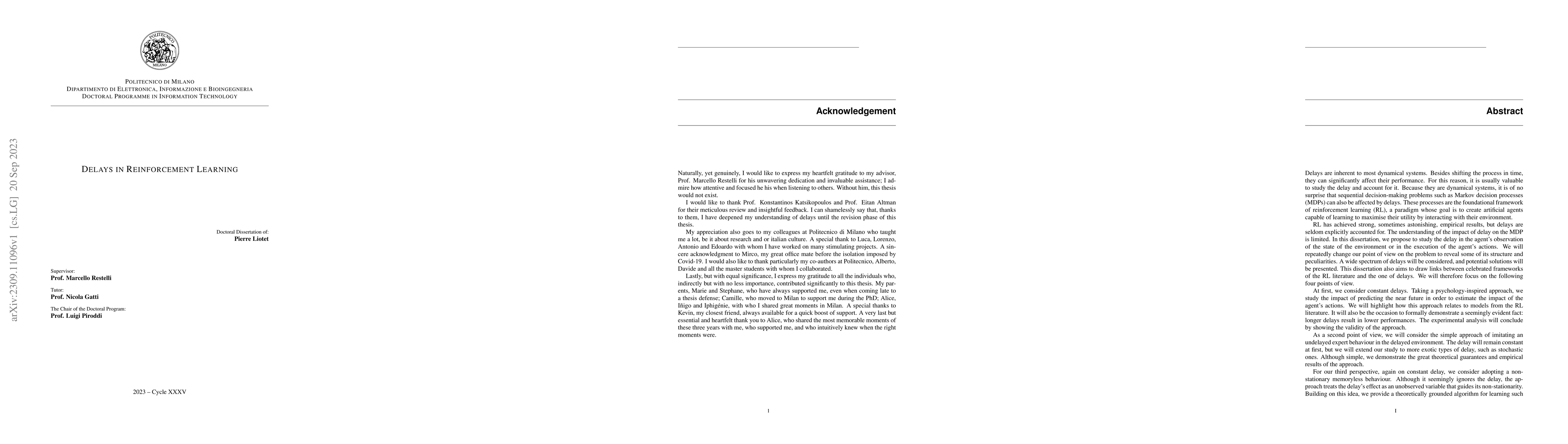Thumbnail for Delays in Reinforcement Learning