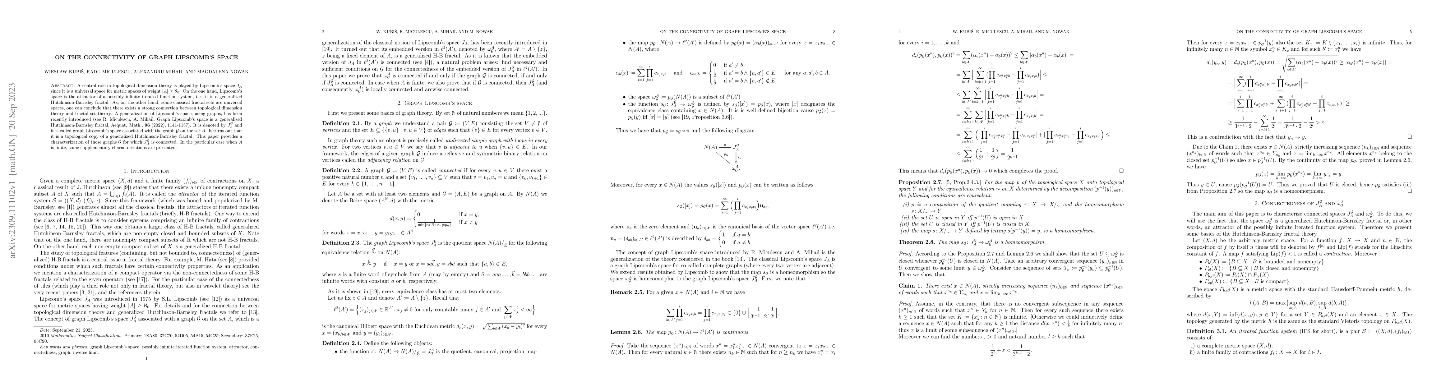 Thumbnail for On the connectivity of graph Lipscomb's space