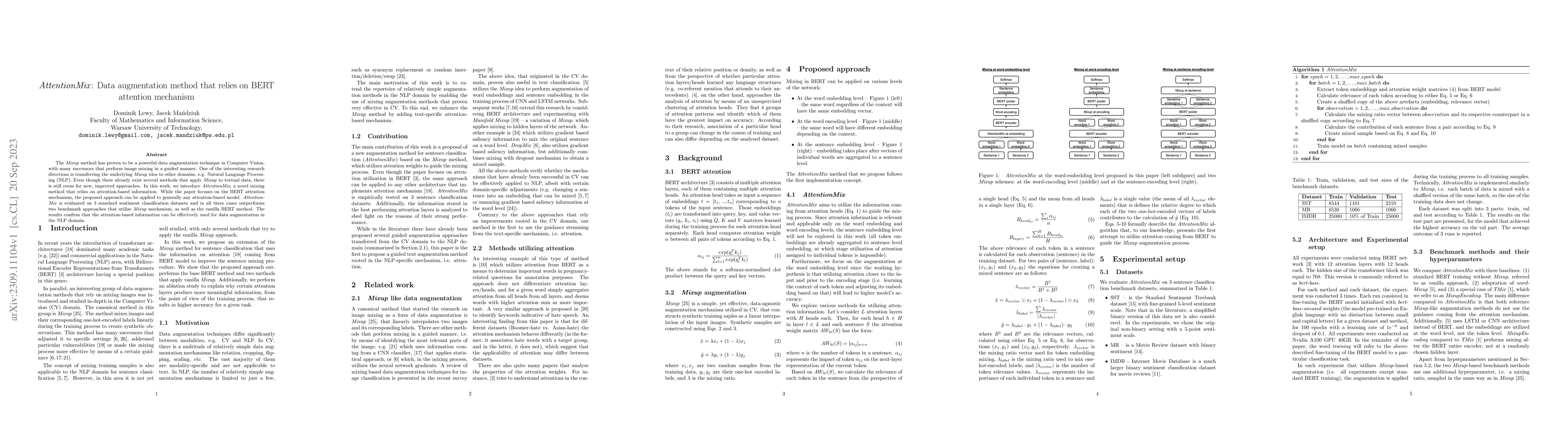 Thumbnail for AttentionMix: Data augmentation method that relies on BERT attention
  mechanism